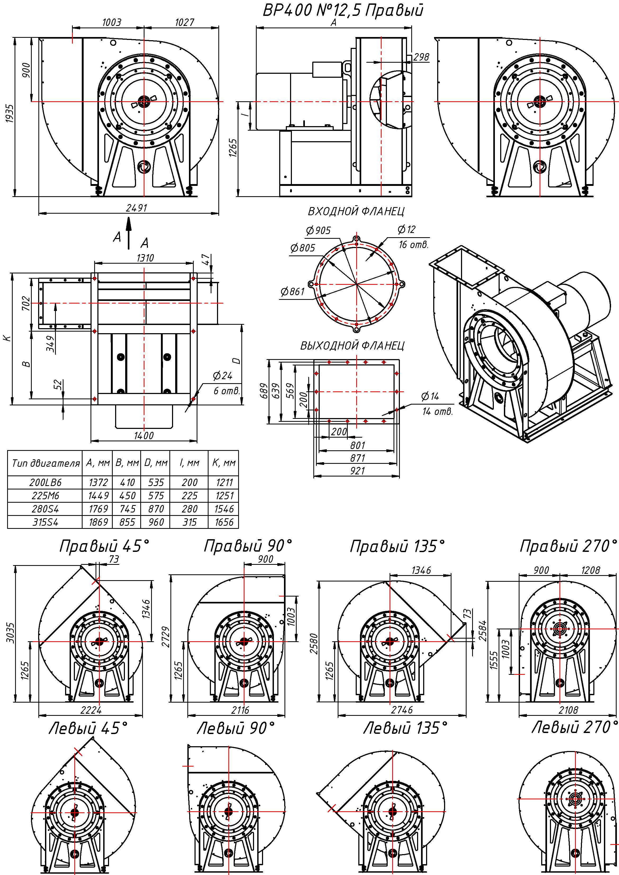 Индустриальный вентилятор ВР 400 №12,5